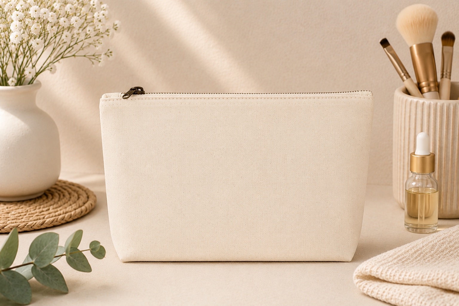 Canvas Cosmetic Pouch — Natural